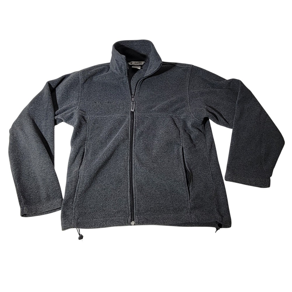 Columbia Mens Full Zip Fleece Jacket Charcoal Gray Mock Neck Small